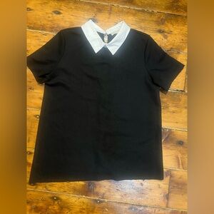 Zara Black and White Collared Top